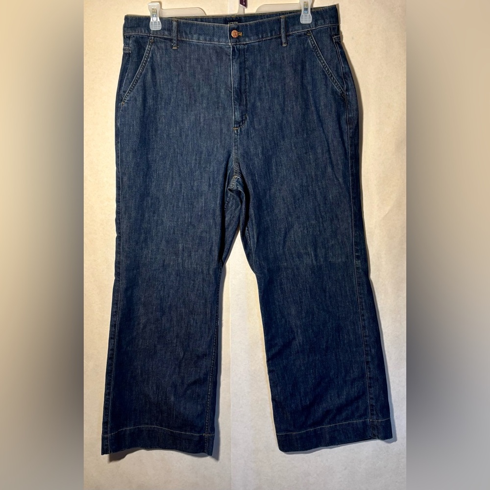 J. Crew BL905 Wide Leg High Rise Blue Jeans denim size 33